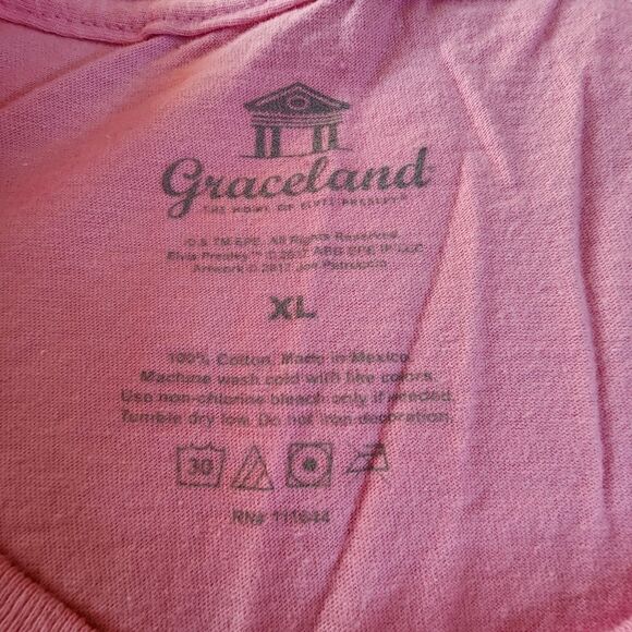 Graceland Elvis Light Pink With Graphics Tshirt Size XL - Picture 5 of 6